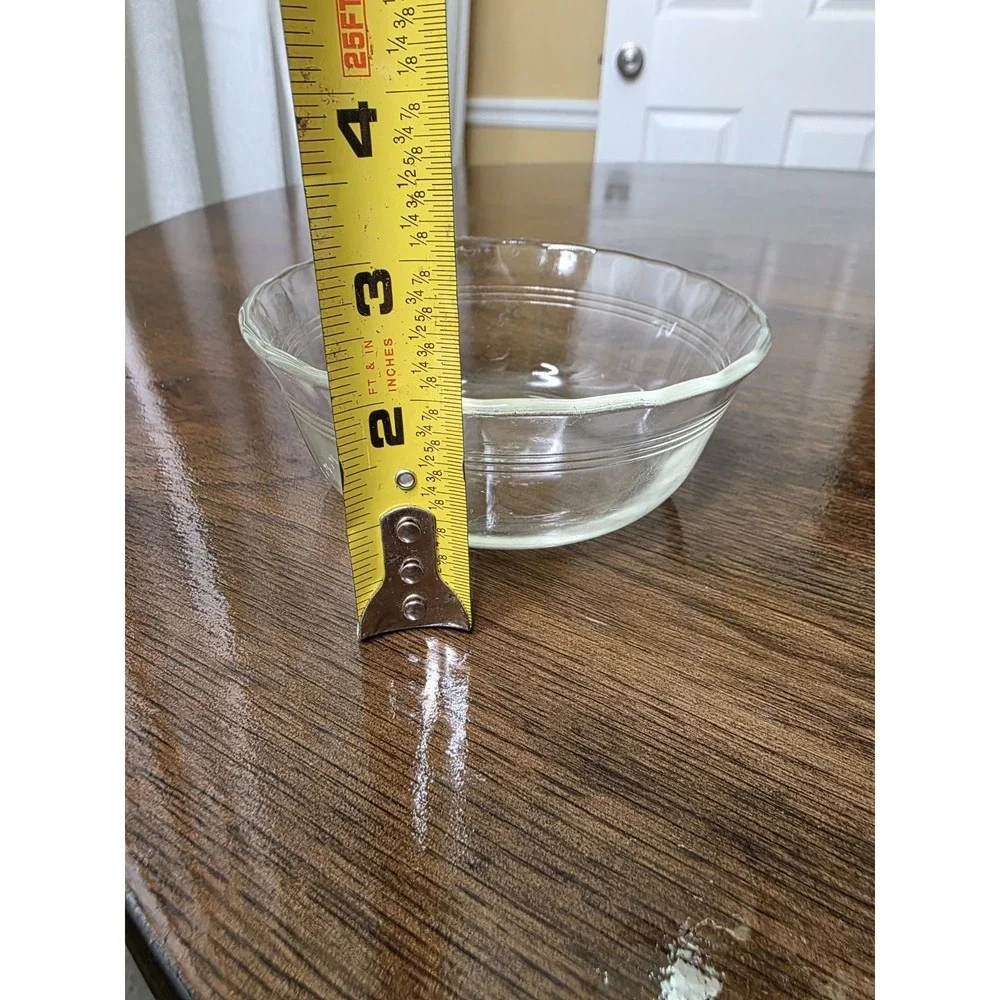 Vintage Corning Pyrex Scalloped 3 Ring Clear‎ Glass 464 Custard Cup Ramekin 10oz
